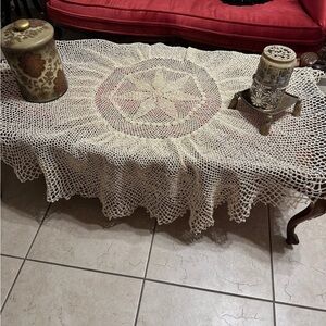Elegant Cream Crochet Tablecloth